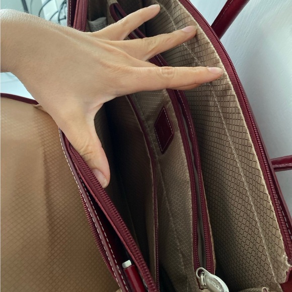 McKlein Lake Forest Laptop Briefcase Red Leather Satchel with side strap. LARGE - Picture 6 of 11